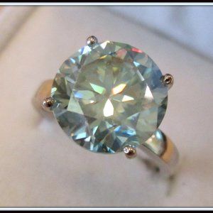 6.2 carat berliant cut blue diamond moissanite shine luster ladies ring size 7